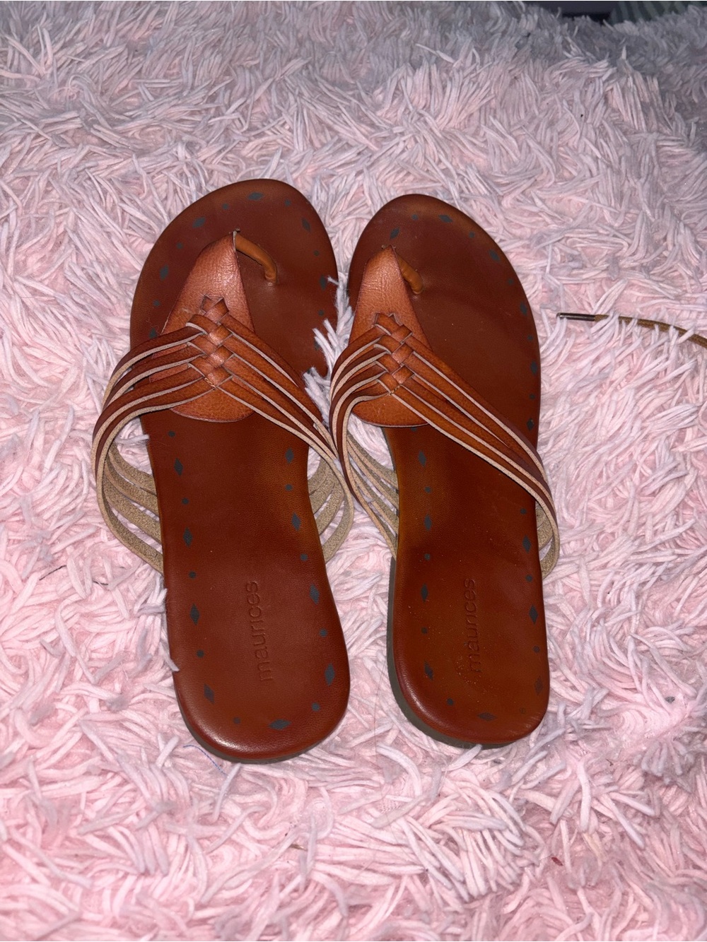 Maurices Brown Strappy Woven Toe Sandals